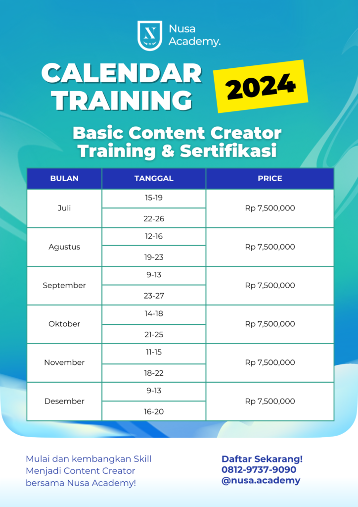 Jadwal Training Content Creator Nusa Academy